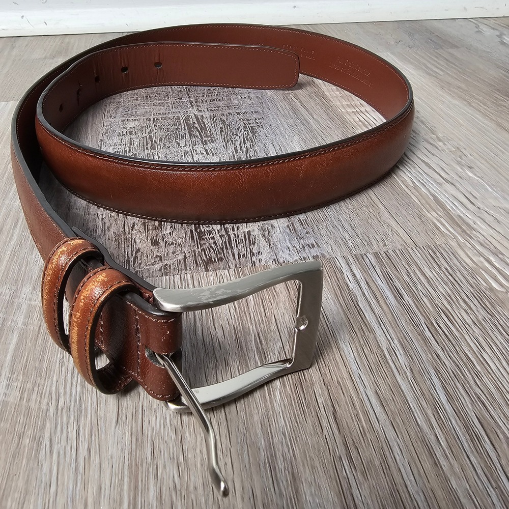 Perry Ellis Portfolio Men's Full Grain Cowhide Leather Belt 34 Brown Dress
